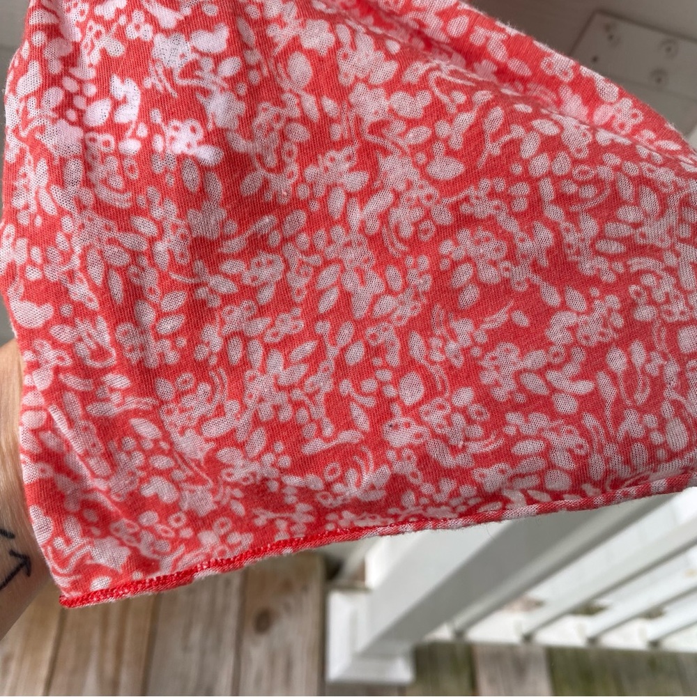 VELVET BY GRAHAM & SPENCER Coral and White Scoop Neck Sleeveless Tank Top - Picture 6 of 11